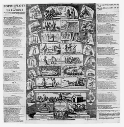 Popish Plots and Treasons from the Beginning of the Reign of Queen Elizabeth, Illustrated with Emblems and Explained in Verse, engraved by Cornelis Danckerts